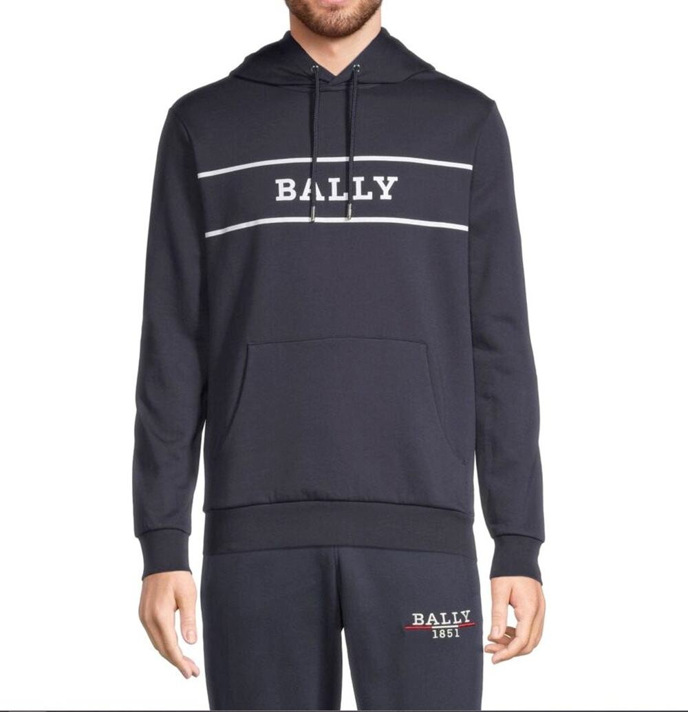 $795 NWT Bally Graphic Navy Hoodie Pullover Hoodie Track Top Jumper Size Large